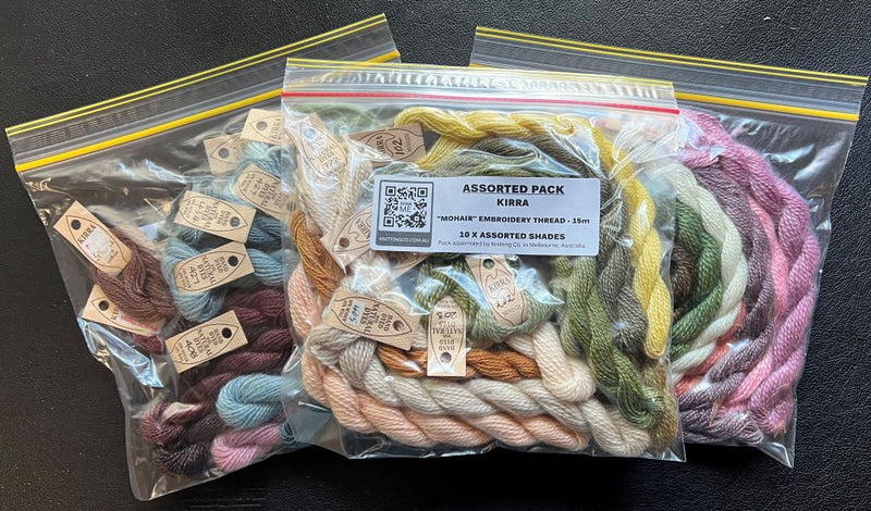 Assorted Pack - Kirra Yarns Mohair & Wool Embroidery Thread - 10 x Shades