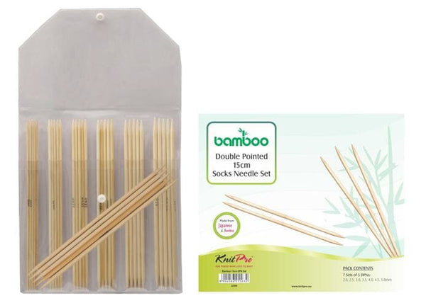 KnitPro "Bamboo" Double Point Knitting Needle Set (15cm or 20cm)