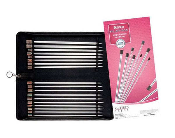 Knitters Pride "Nova Platina" Metal Single Point 25cm (10") Knitting Needle Set