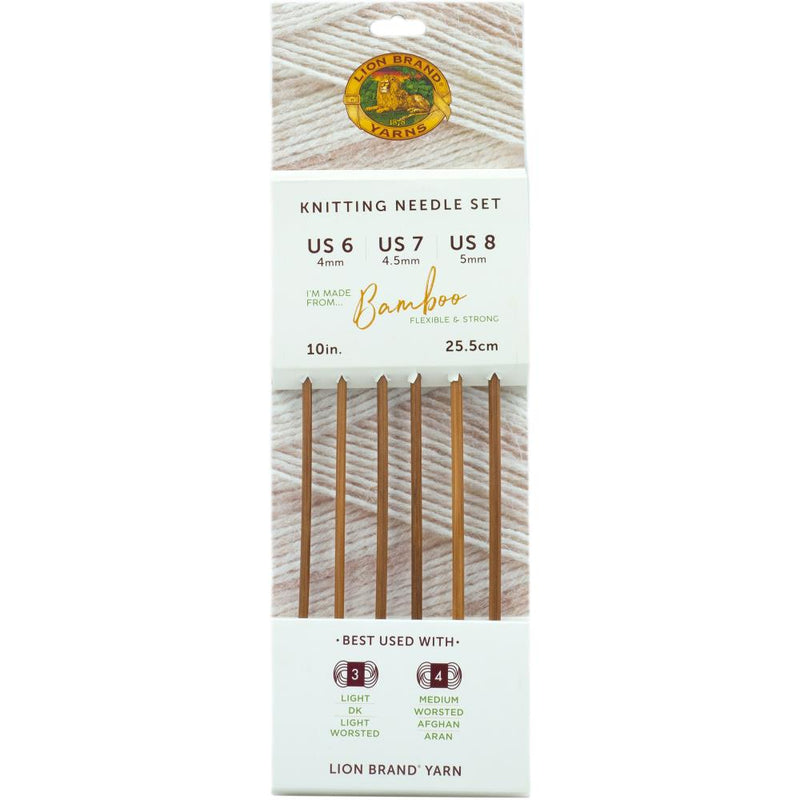 Lion Brand Bamboo 25cm (10") Knitting Needles - Set of 3