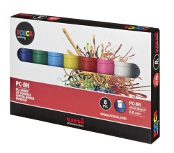Uni Posca Paint Marker 4.5mm Chisel Tip Pen (PC-8K) - Set of 8 Colours