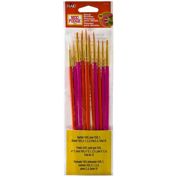 Mod Podge Detail Paint Brushes - Set of 10