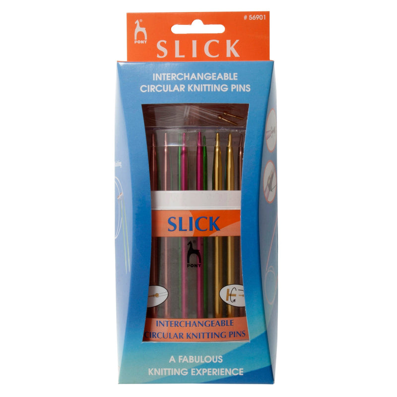 Pony "Slick" Interchangeable Aluminium Knitting Needles - Set of 9