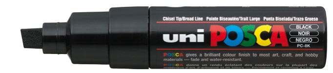 Uni Posca Paint Marker 4.5mm Chisel Tip Pen (PC-8K) - Black/White Set of 4