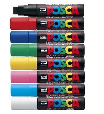 Uni Posca Paint Marker 15mm Extra-Broad Tip Pen (PC-17K) - Set of 8 Colours