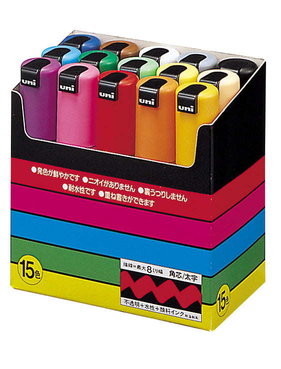 Uni Posca Paint Marker 15mm Extra-Broad Tip Pen (PC-17K) - Set of 8 Colours