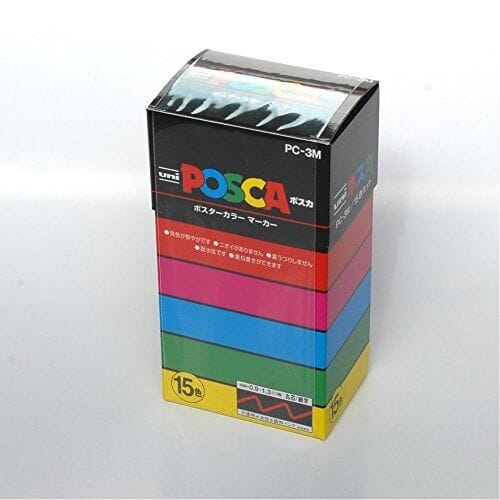 Uni Posca Paint Marker 1.3mm Fine Tip Pen (PC-3M) - Set of 15 Colours