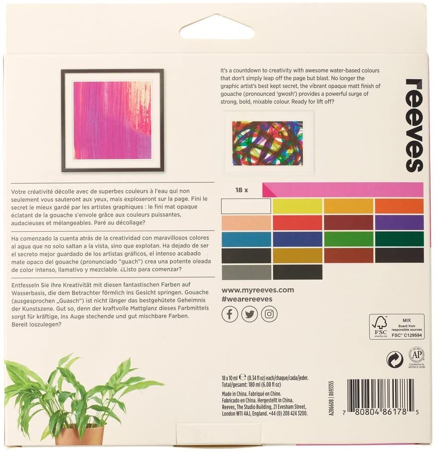 Reeves Artists' Gouache Paint - 10ml Tube Sets