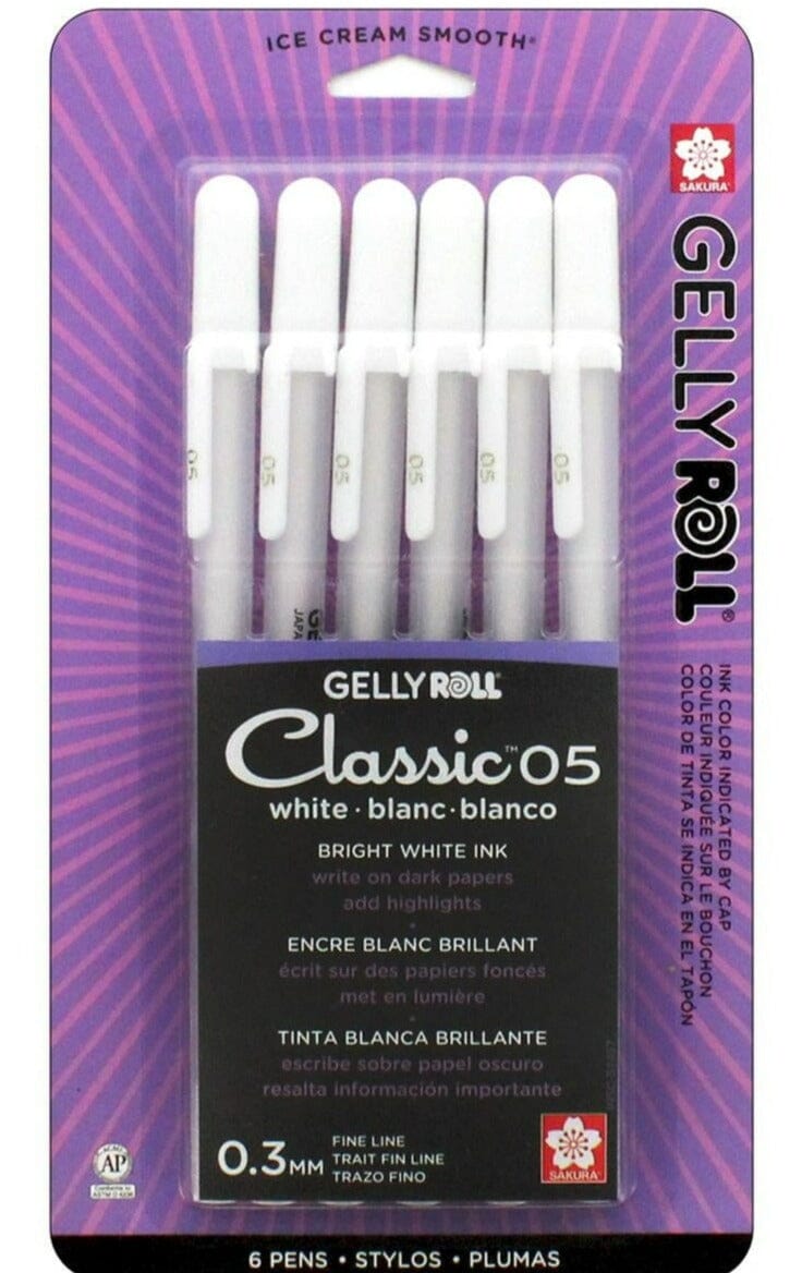 Sakura "Gelly Roll" Classic Gel Ink Pen - White - 6 Pack