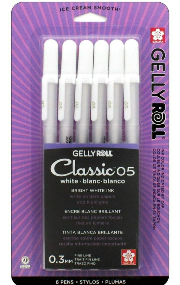 Sakura "Gelly Roll" Classic Gel Ink Pen - White - 6 Pack