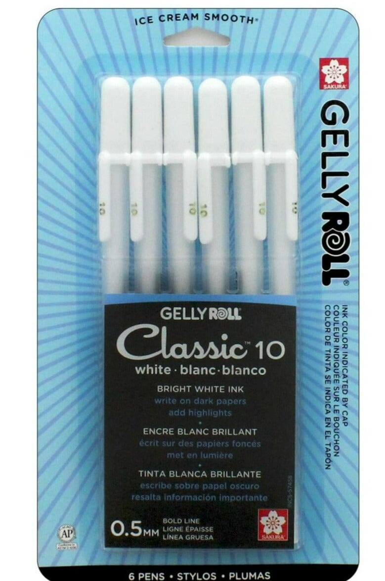 Sakura "Gelly Roll" Classic Gel Ink Pen - White - 6 Pack