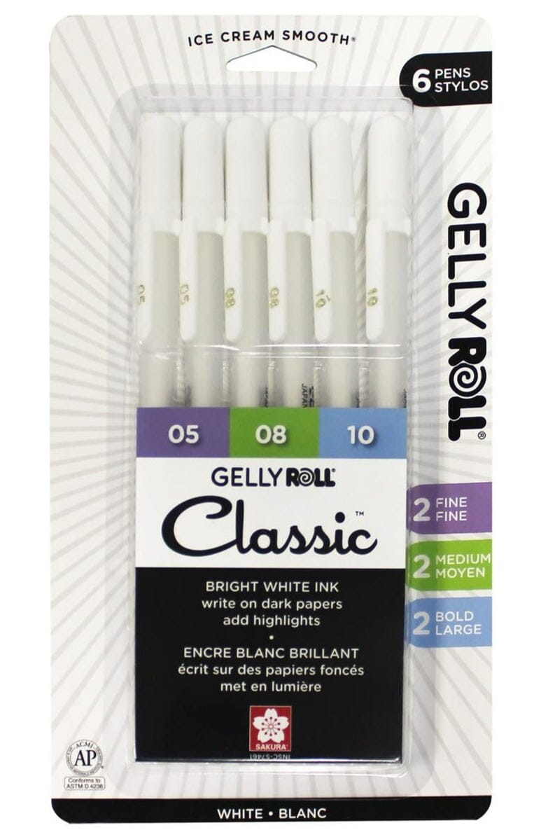Sakura "Gelly Roll" Classic Gel Ink Pen - White - 6 Pack