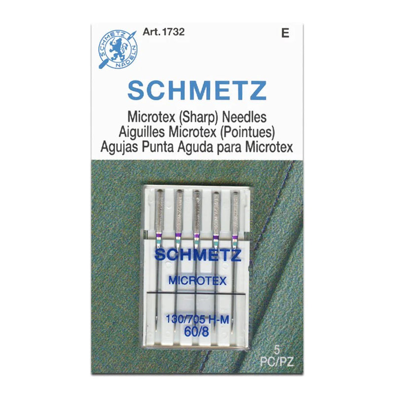 Schmetz "Microtex" Sharp Sewing Machine Needles - 5 Pack - Choose Your Size