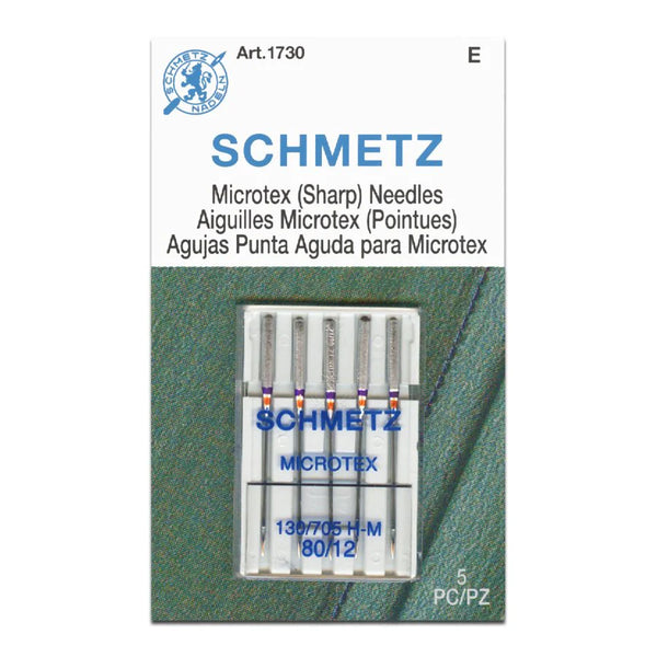 Schmetz "Microtex" Sharp Sewing Machine Needles - 5 Pack - Choose Your Size