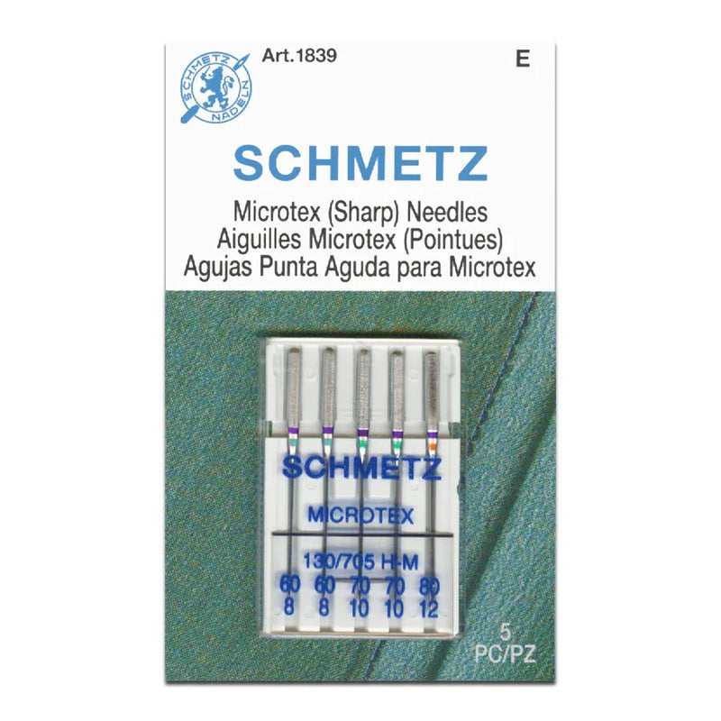 Schmetz "Microtex" Sharp Sewing Machine Needles - 5 Pack - Choose Your Size
