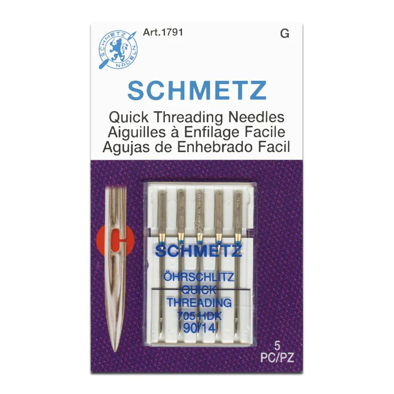 Schmetz "Quick Threading" Sewing Machine Needles - 5 Pack - Choose Your Size