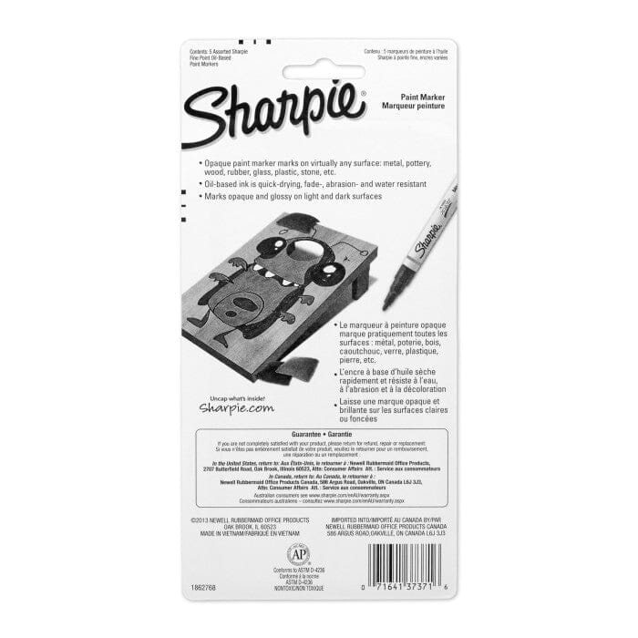 Sharpie Oil-based Paint Marker Fine Tip Pen - Set of 5 Primary Colours