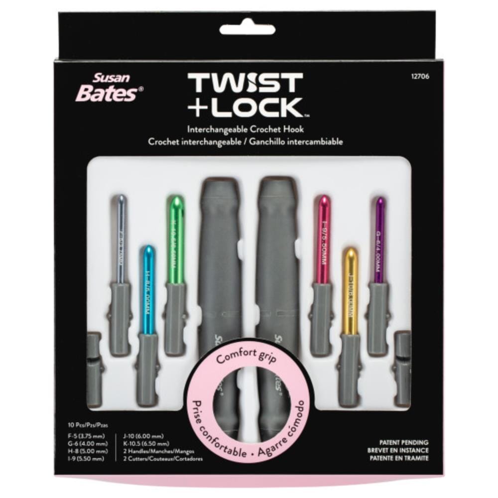 Susan Bates "Twist + Lock" Interchangeable Crochet Hooks - Deluxe Set