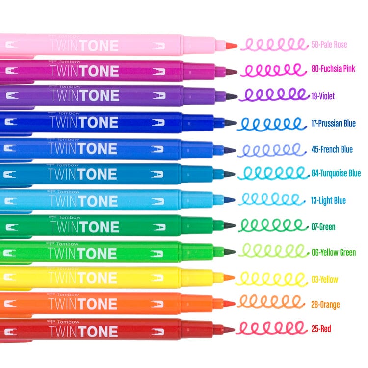 Tombow TwinTone Colouring Marker Pens - Set of 12 (Choose Your Pack)