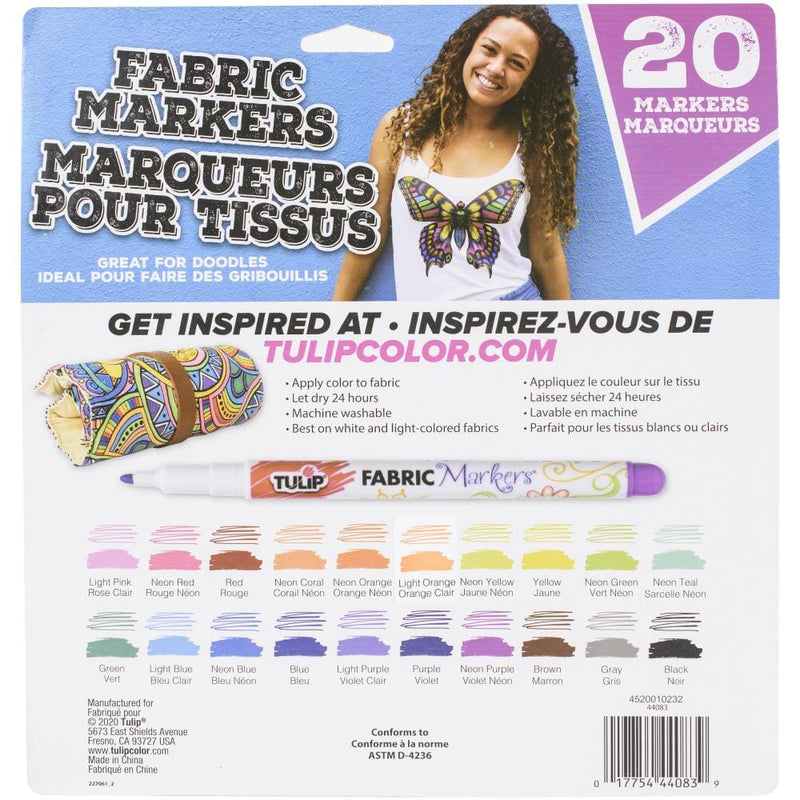 Tulip Fine Tip Fabric Markers w Roll-up Case