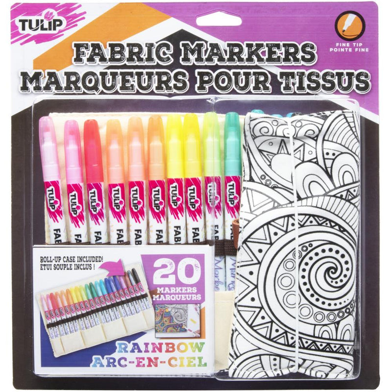 Tulip Fine Tip Fabric Markers w Roll-up Case
