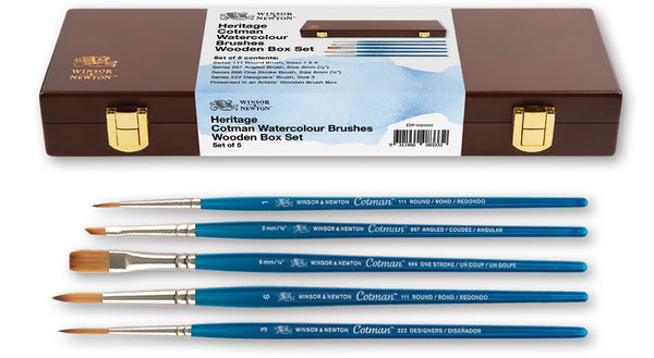 Winsor & Newton Cotman Watercolour Paint Brushes - Heritage Box Set
