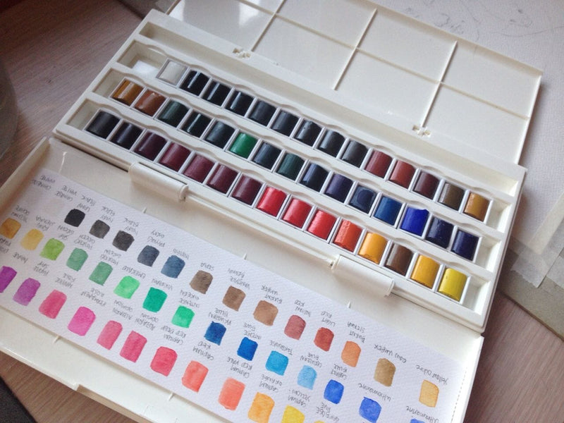 Winsow & Newton Cotman Watercolour Studio Set 45 Half Pans Knitting Co.