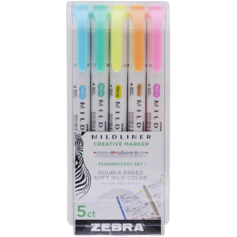 Zebra Mildliner Double Ended Highlighter Markers - Set of 5