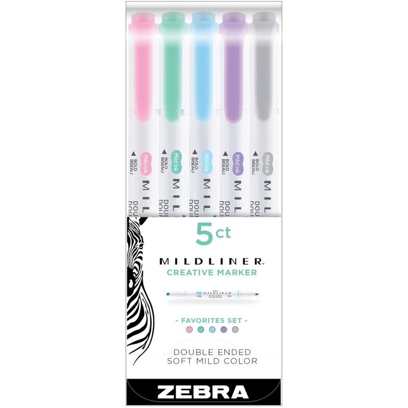 Zebra Mildliner Double Ended Highlighter Markers - Set of 5