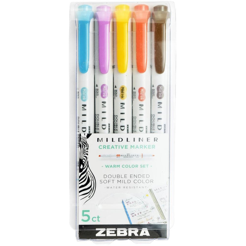 Zebra Mildliner Double Ended Highlighter Markers - Set of 5