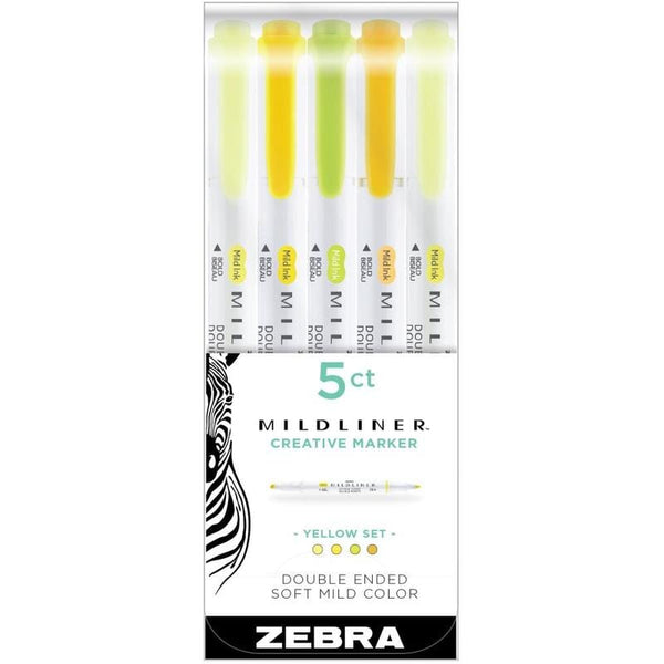 Zebra Mildliner Double Ended Highlighter Markers - Set of 5