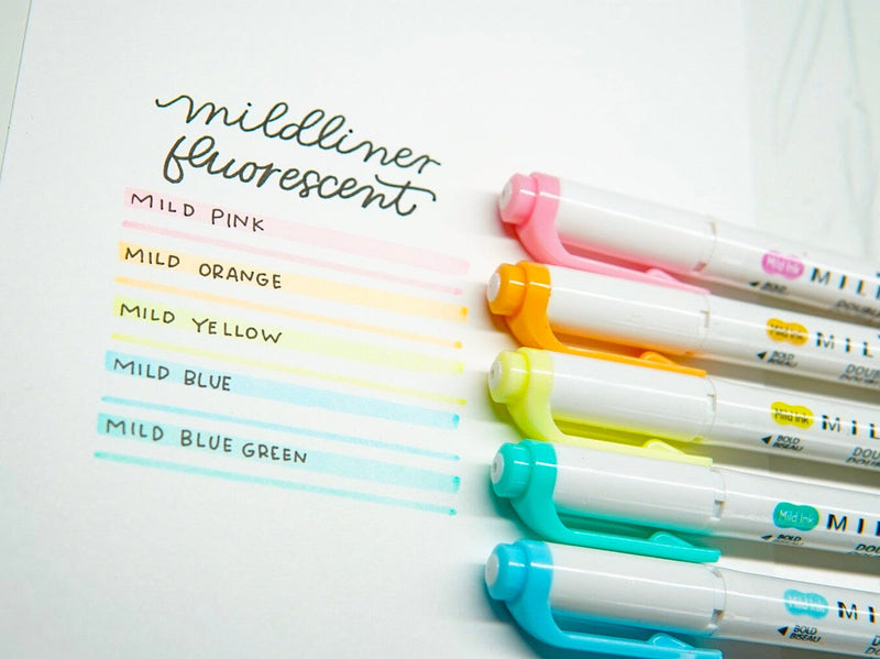 Zebra Mildliner Double Ended Highlighter Markers - Set of 5