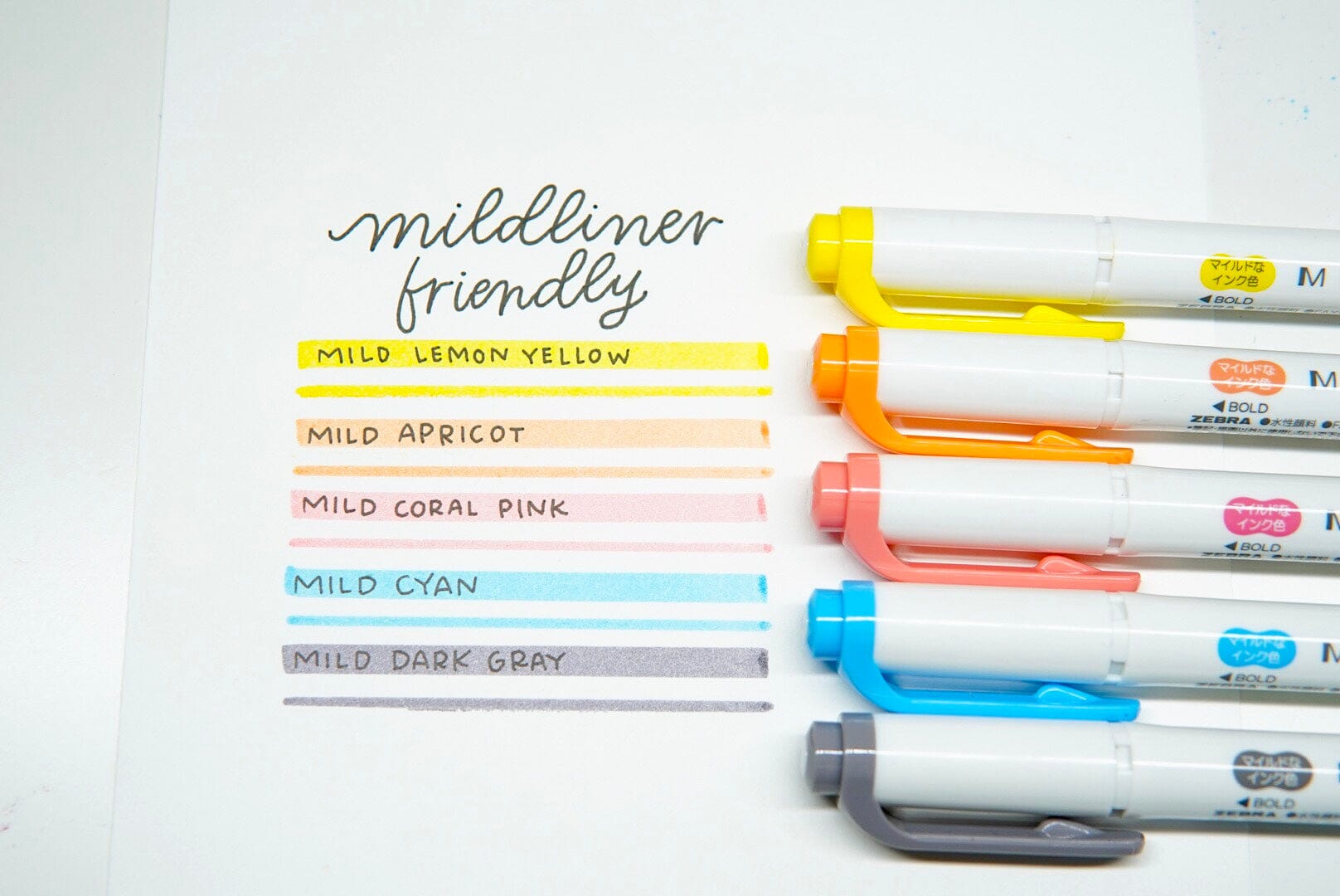 Zebra Mildliner Double Ended Highlighter Markers - Set of 5