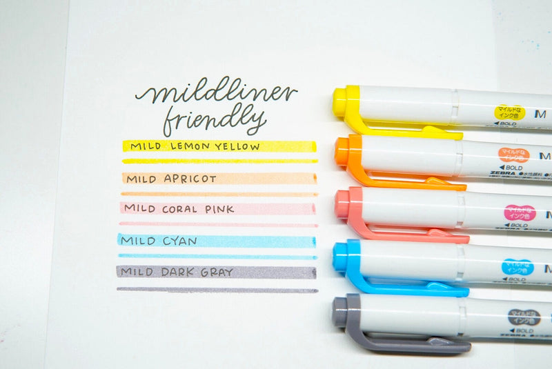 Zebra Mildliner Double Ended Highlighter Markers - Set of 5