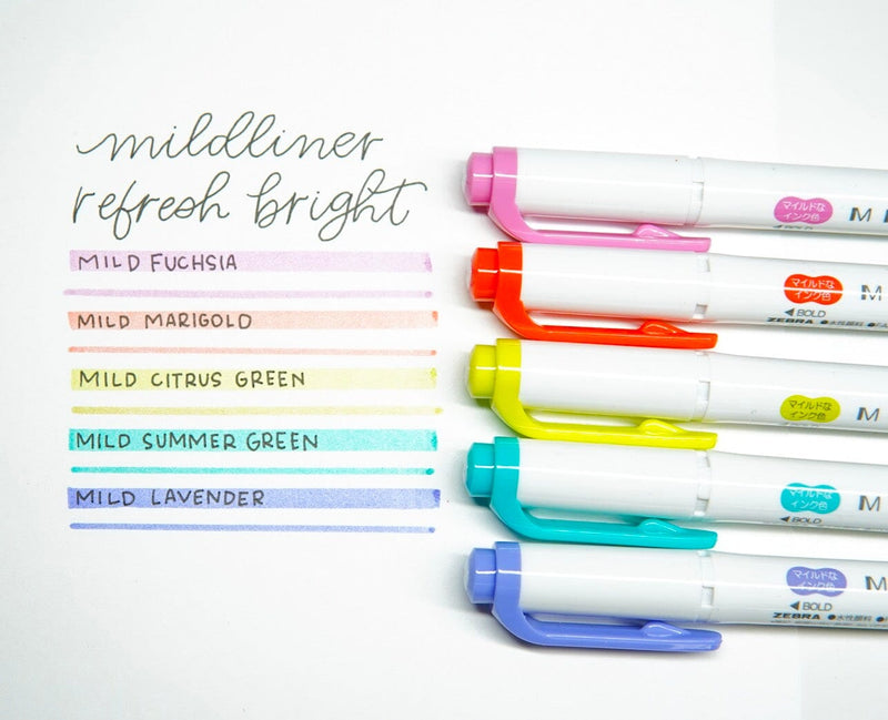 Zebra Mildliner Double Ended Highlighter Markers - Set of 5